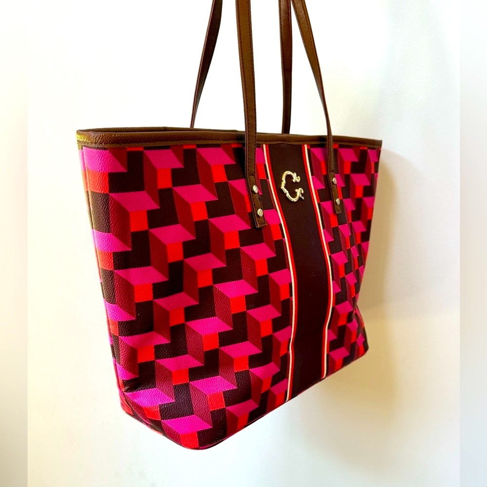 NWOT C. Wonder Beautiful Chic large Pink and Brown Tote Bag